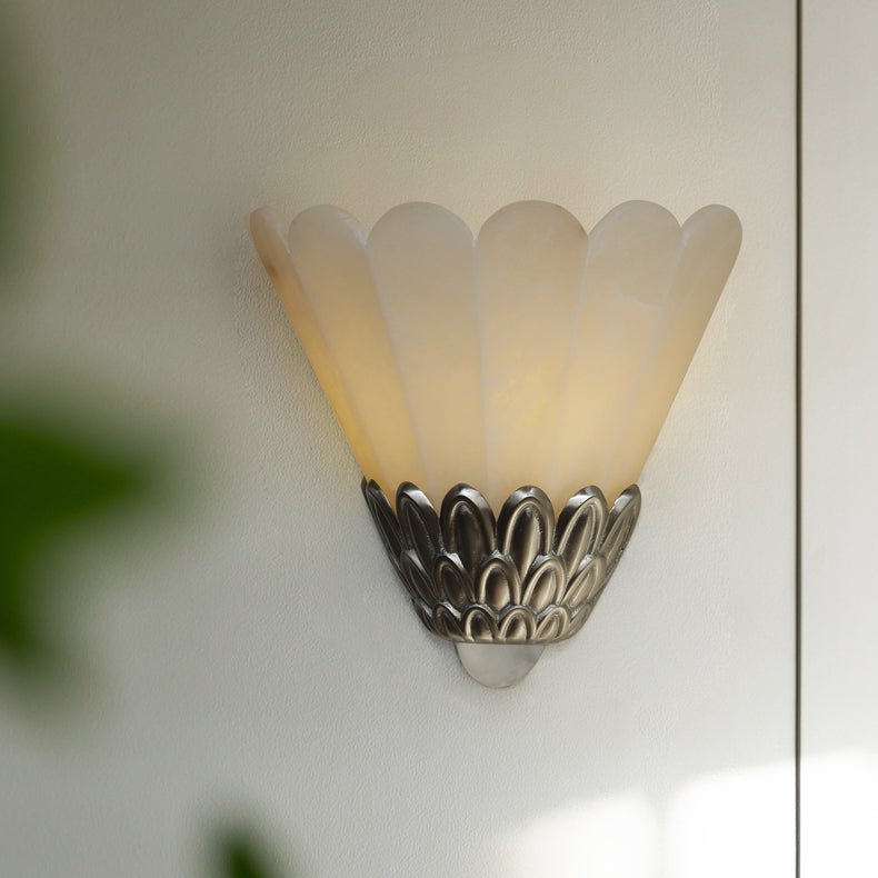 Marbe vintage alabastro lampada da parete a petali