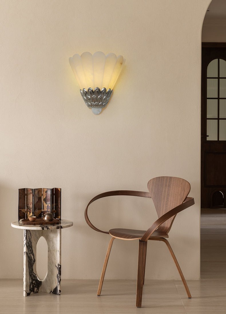 Marbe vintage alabastro lampada da parete a petali