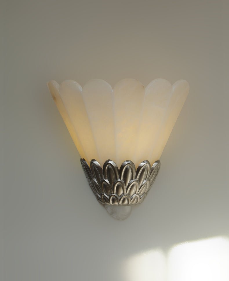 Marbe vintage alabastro lampada da parete a petali