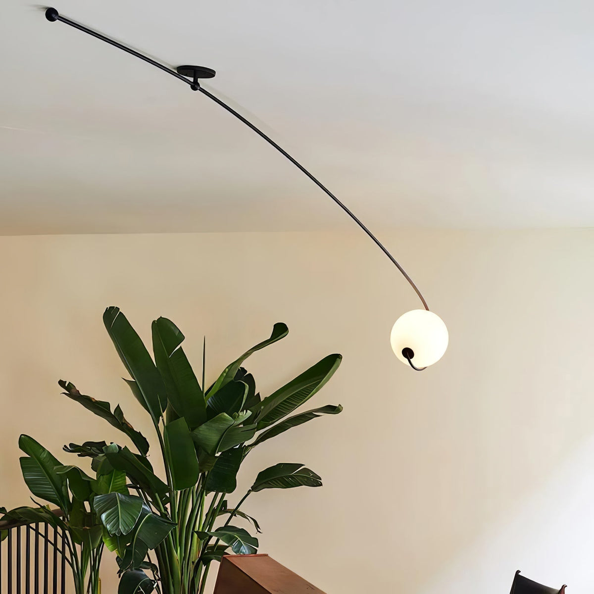 Elsoris lampada da soffitto moderna minimalista in vetro con profilo curvo