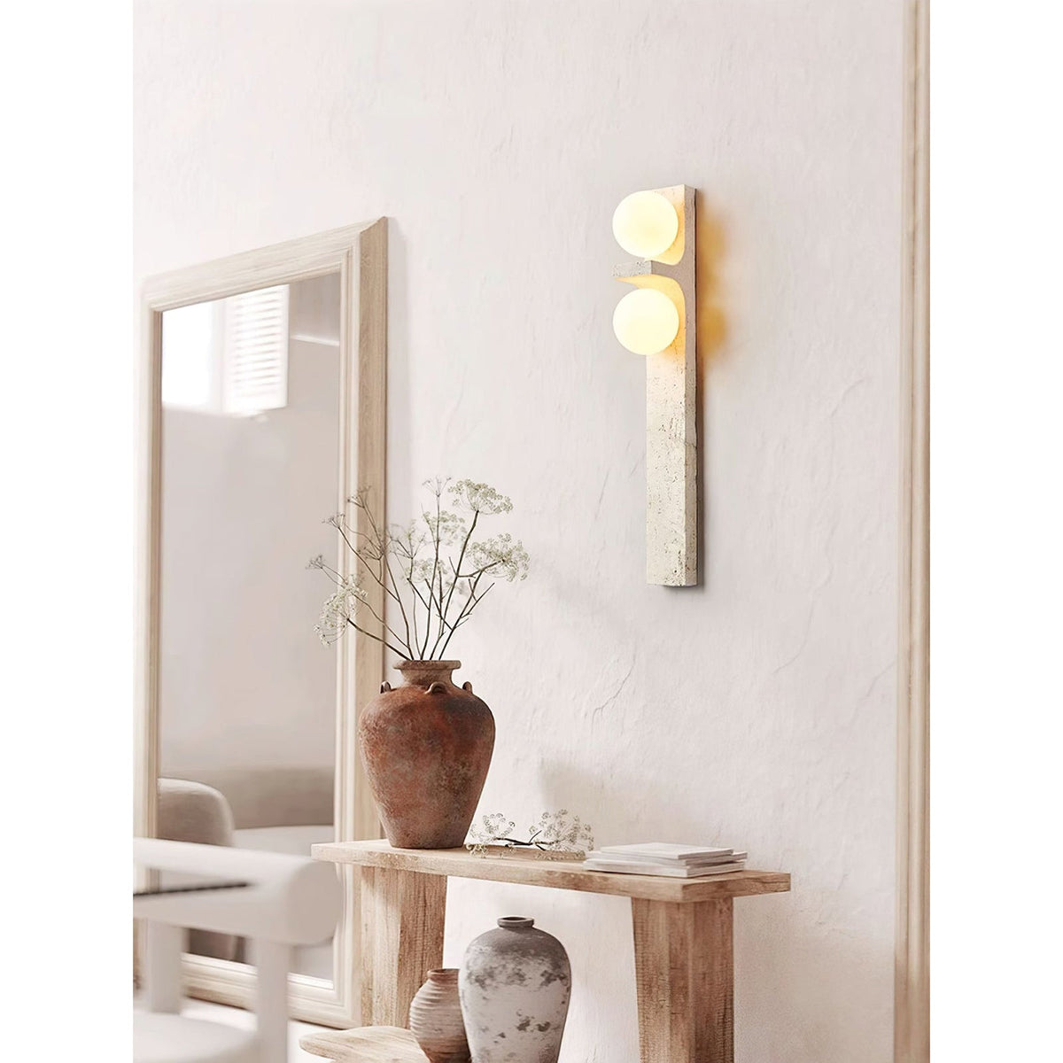 Eirikuvys applique da parete organica moderna minimalista in travertino