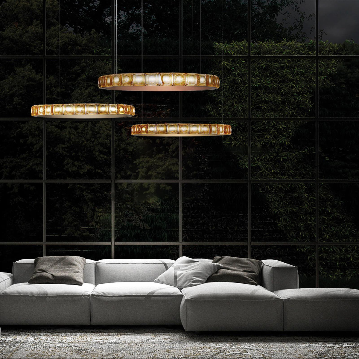 Avzorion lampadario moderno minimalista ad Anello in vetro