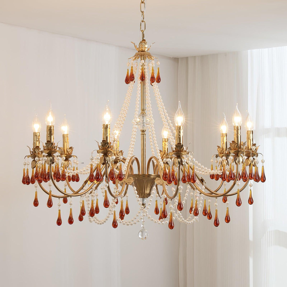 Ormirara lampadario Cristallo ambra Design Postmoderno lusso