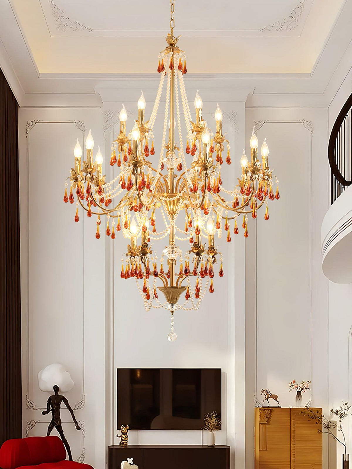 Ormirara lampadario Cristallo ambra Design Postmoderno lusso