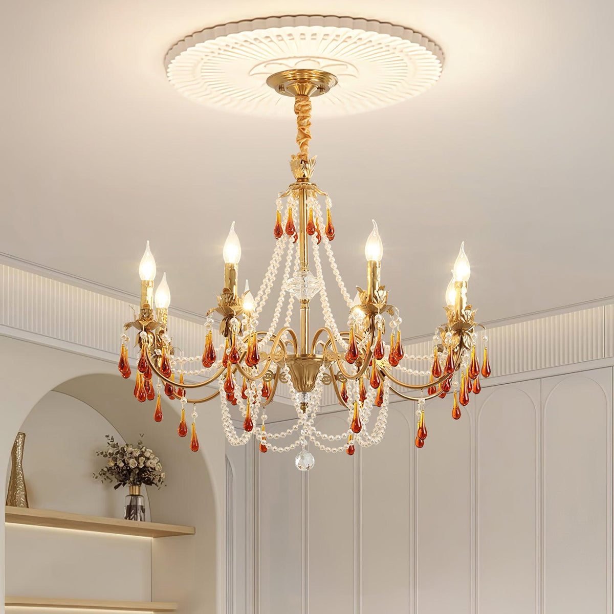 Ormirara lampadario Cristallo ambra Design Postmoderno lusso