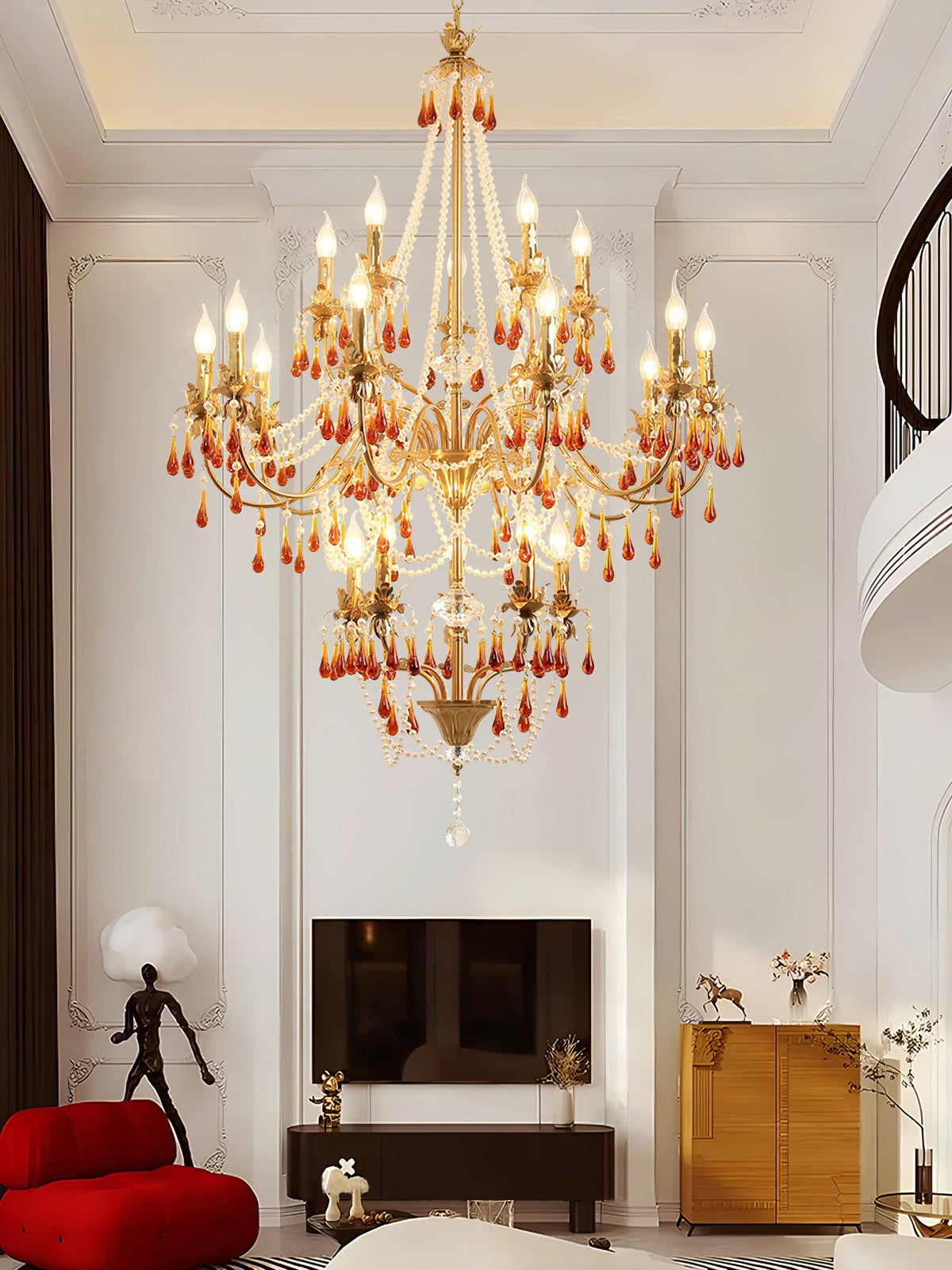 Ormirara lampadario Cristallo ambra Design Postmoderno lusso