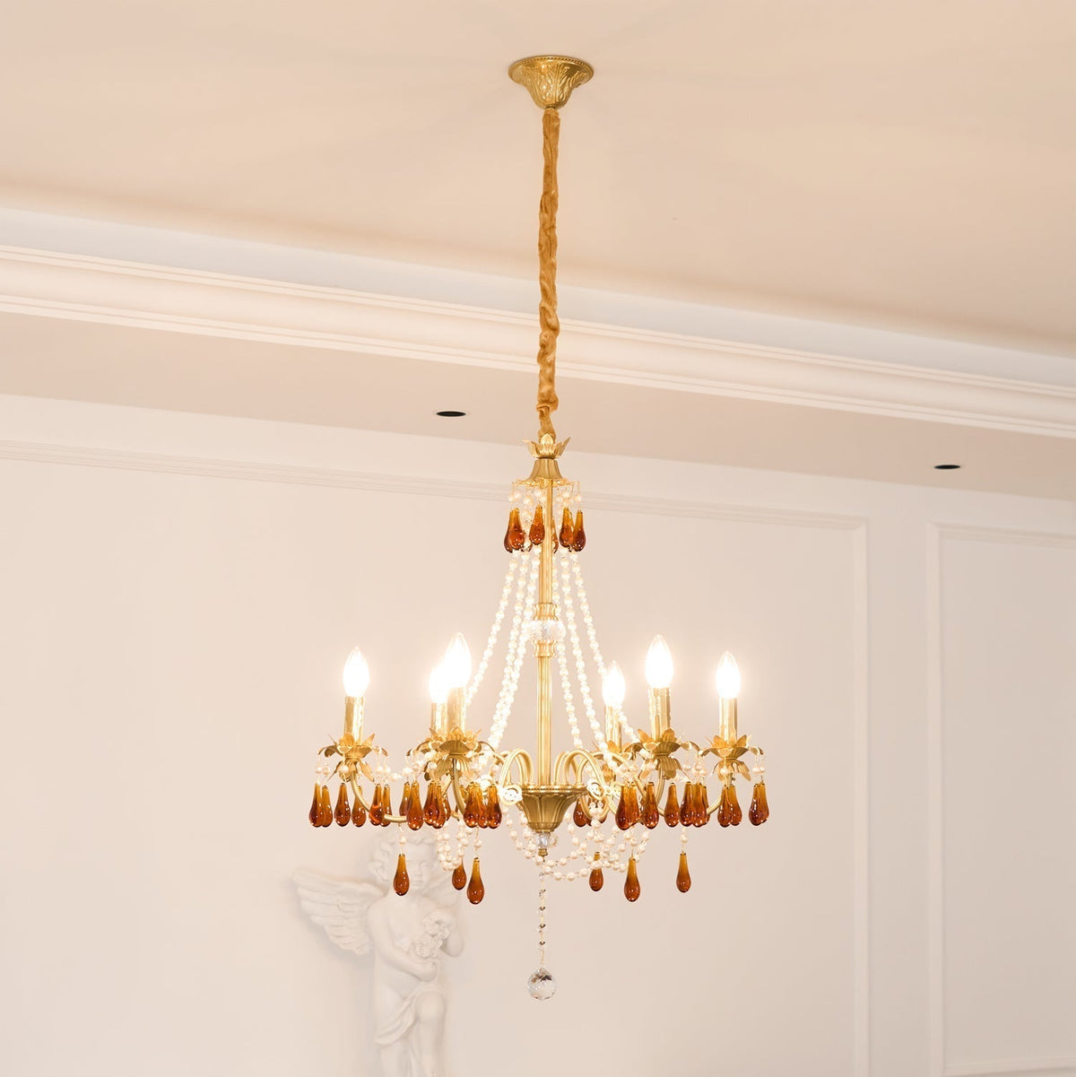 Ormirara lampadario Cristallo ambra Design Postmoderno lusso