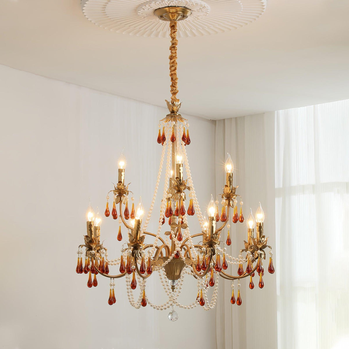 Ormirara lampadario Cristallo ambra Design Postmoderno lusso