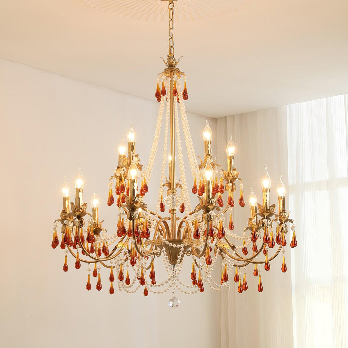 Ormirara lampadario Cristallo ambra Design Postmoderno lusso