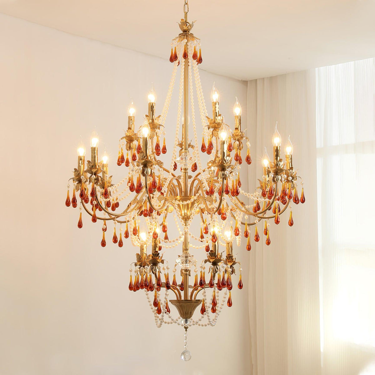 Ormirara lampadario Cristallo ambra Design Postmoderno lusso
