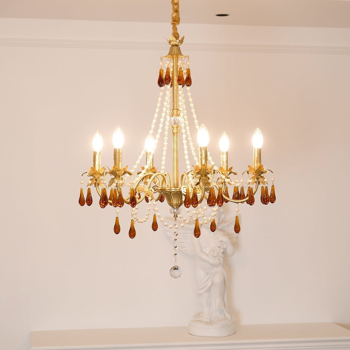 Ormirara lampadario Cristallo ambra Design Postmoderno lusso
