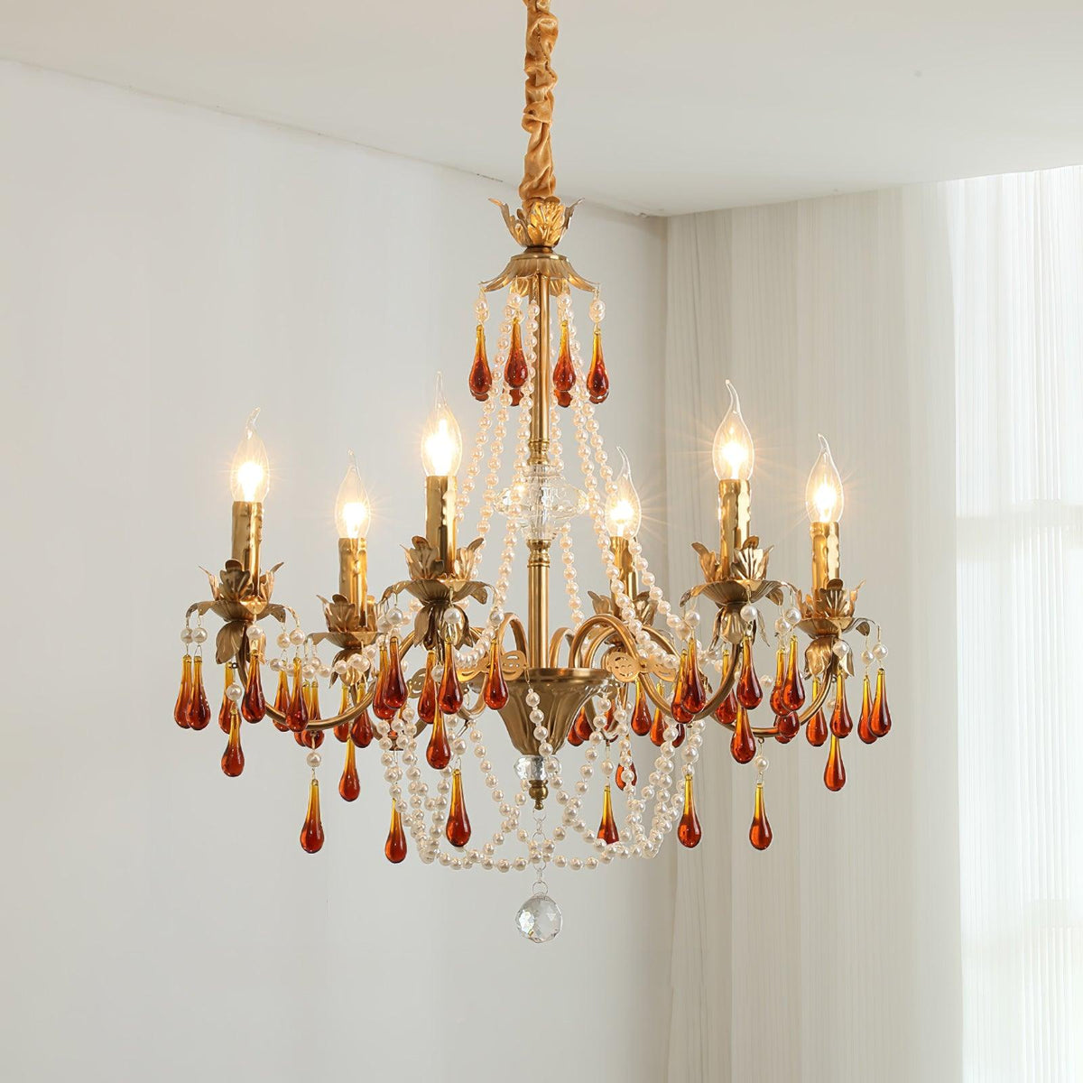 Ormirara lampadario Cristallo ambra Design Postmoderno lusso