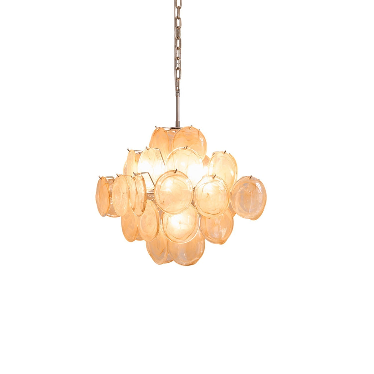 Lioraleon lampadario ambra vetro Murano Dischi Strati Artistici