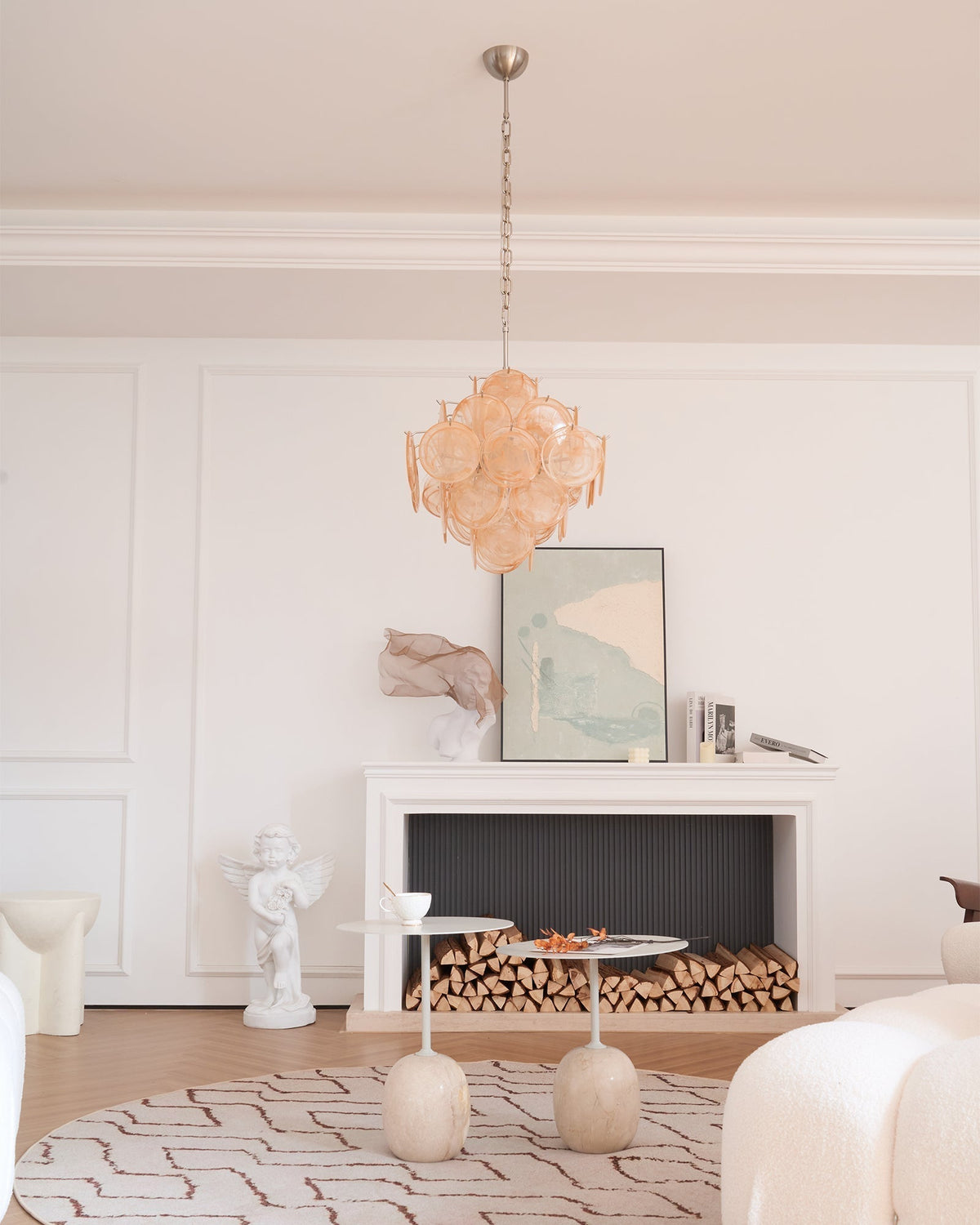 Lioraleon lampadario ambra vetro Murano Dischi Strati Artistici