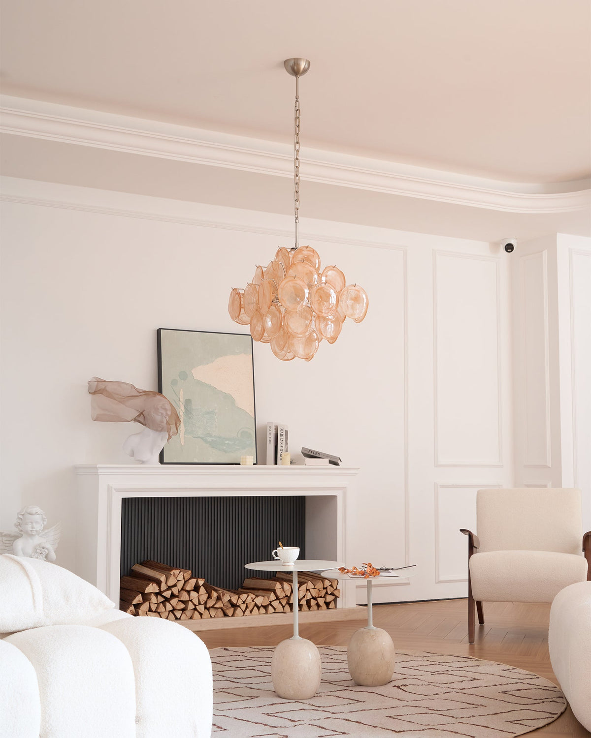 Lioraleon lampadario ambra vetro Murano Dischi Strati Artistici