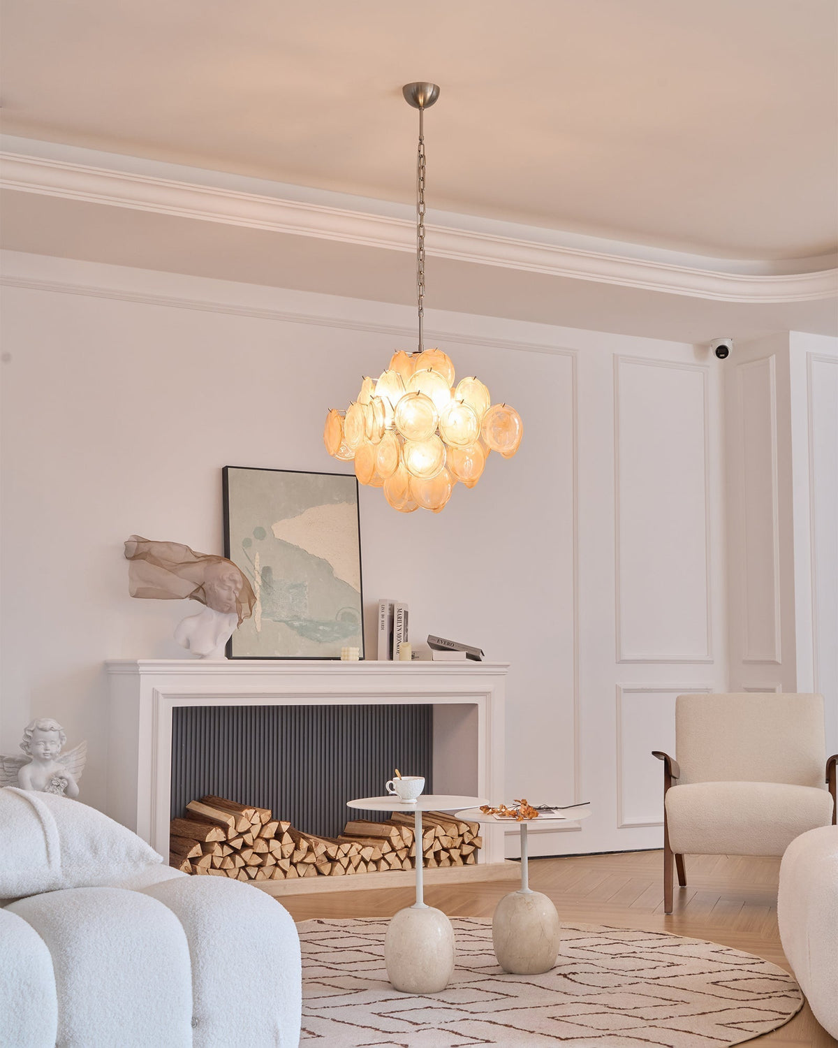 Lioraleon lampadario ambra vetro Murano Dischi Strati Artistici