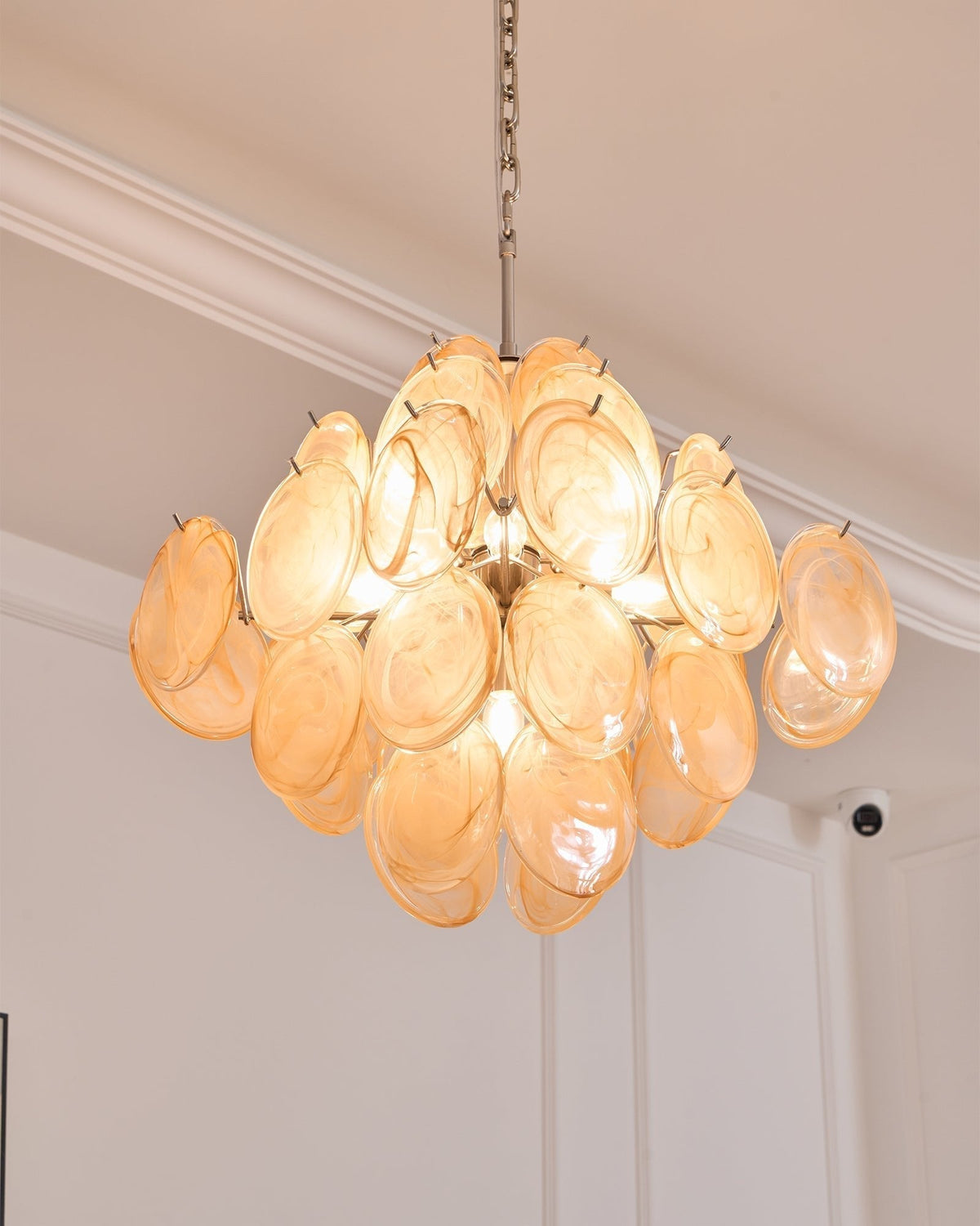 Lioraleon lampadario ambra vetro Murano Dischi Strati Artistici