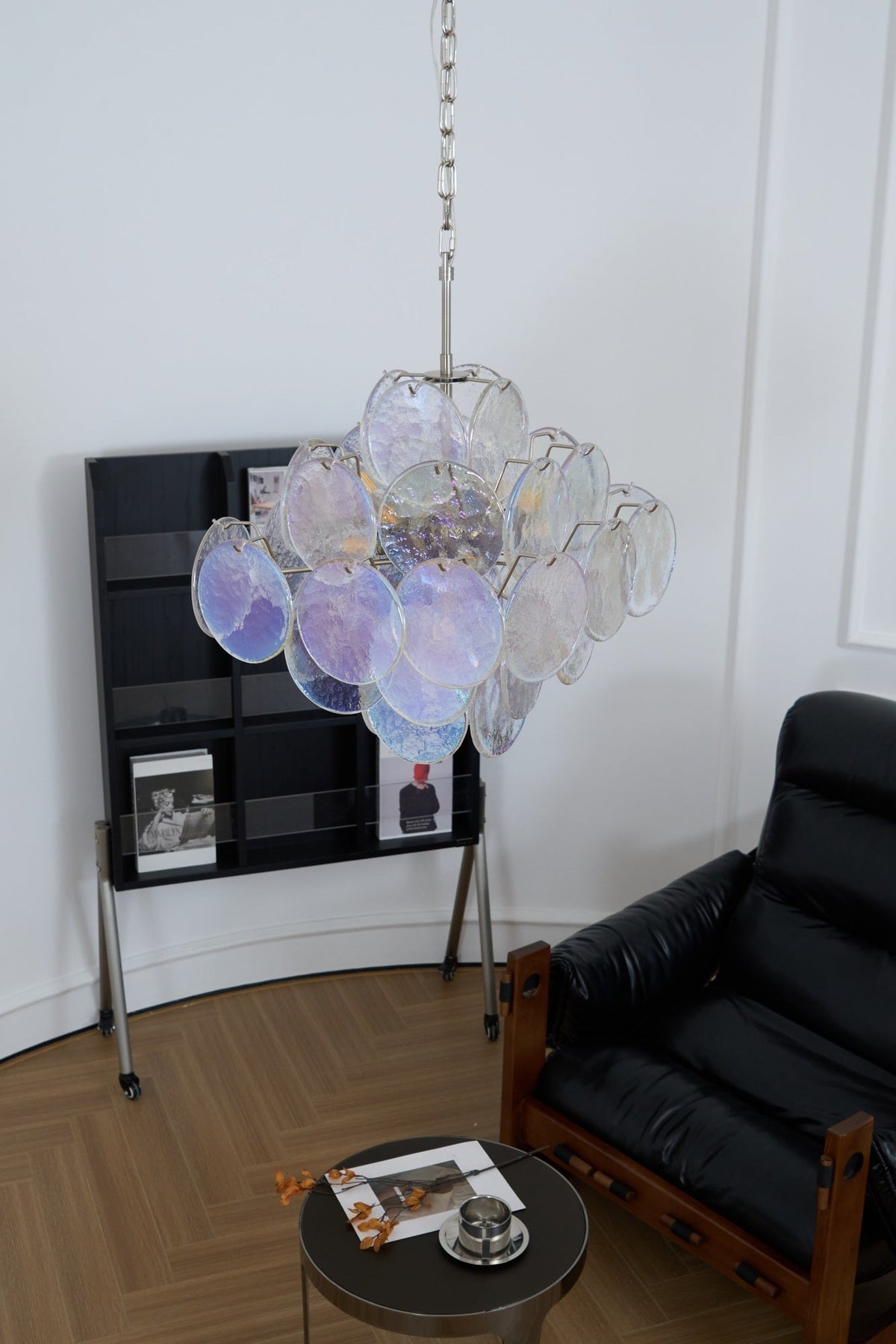 Selerira lampadario Iridescente Murano Dischi Sovrapposti