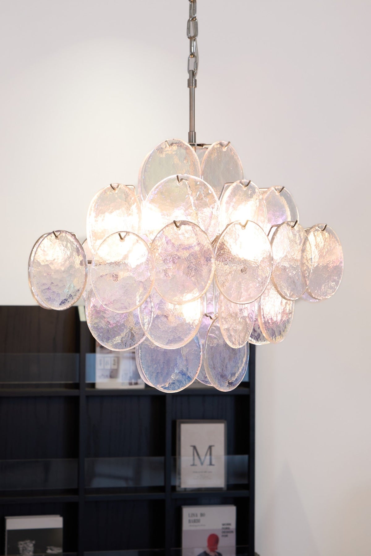 Selerira lampadario Iridescente Murano Dischi Sovrapposti