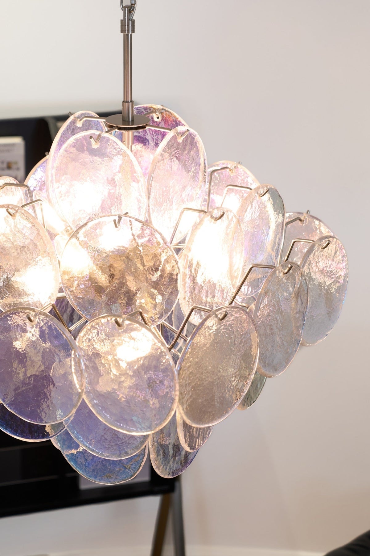 Selerira lampadario Iridescente Murano Dischi Sovrapposti