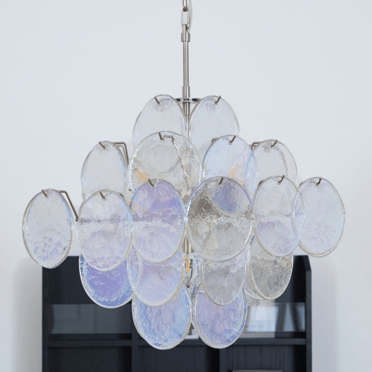 Selerira lampadario Iridescente Murano Dischi Sovrapposti