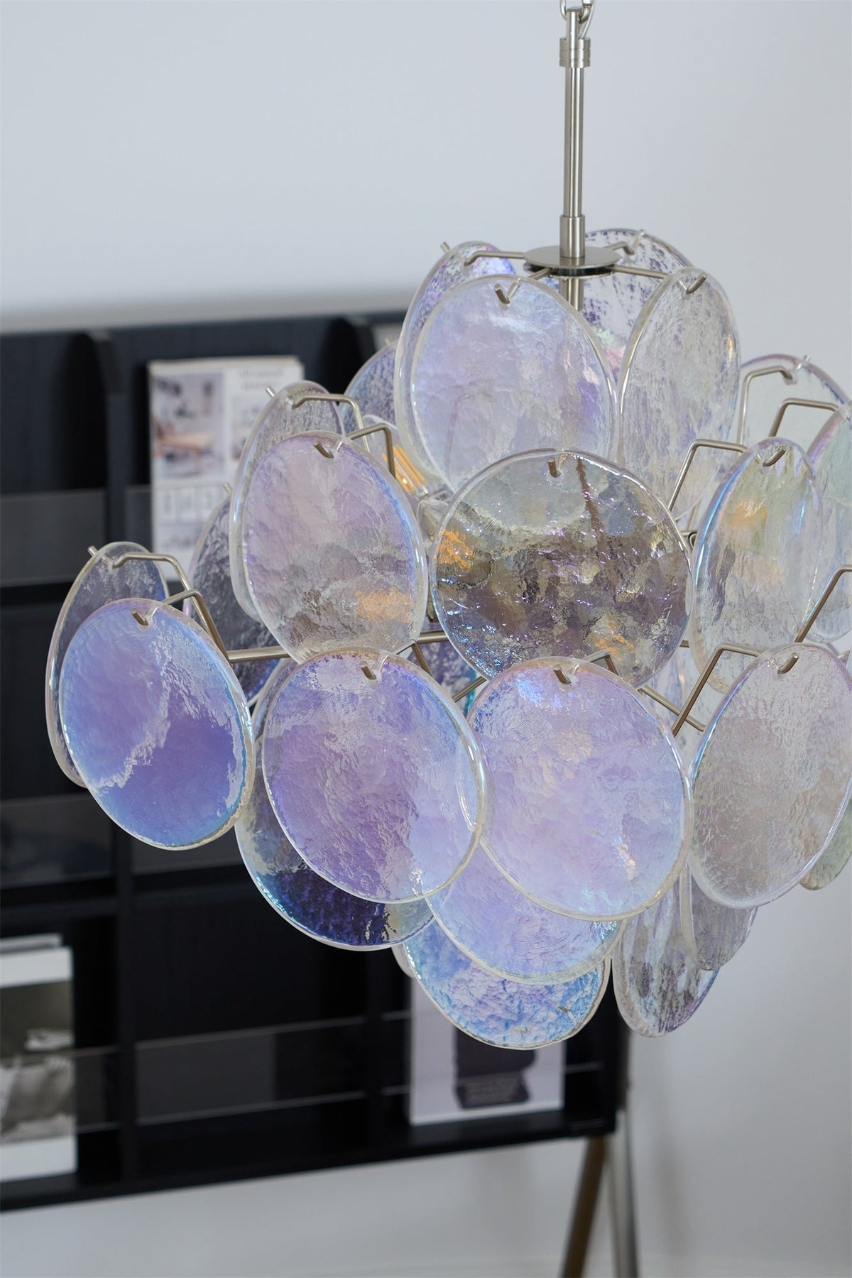 Selerira lampadario Iridescente Murano Dischi Sovrapposti