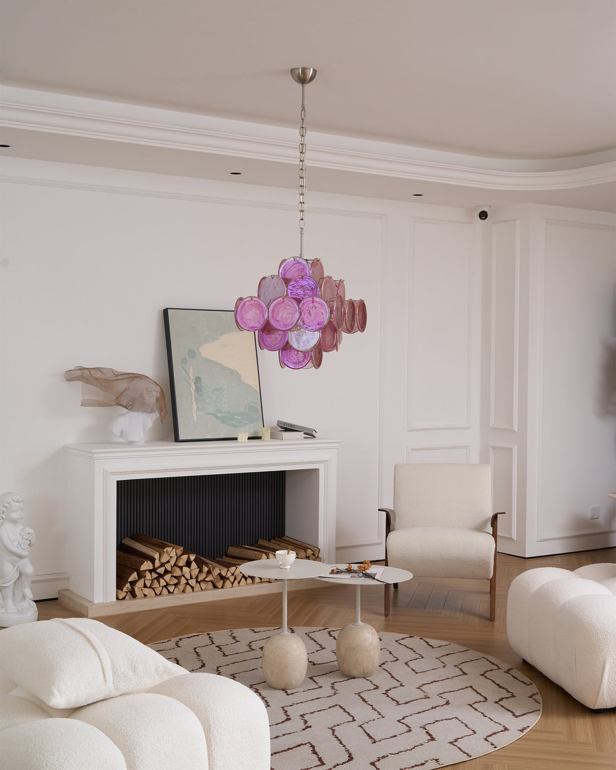 Celeian lampadario vetro Rosa Iridescente Stratificato romantico