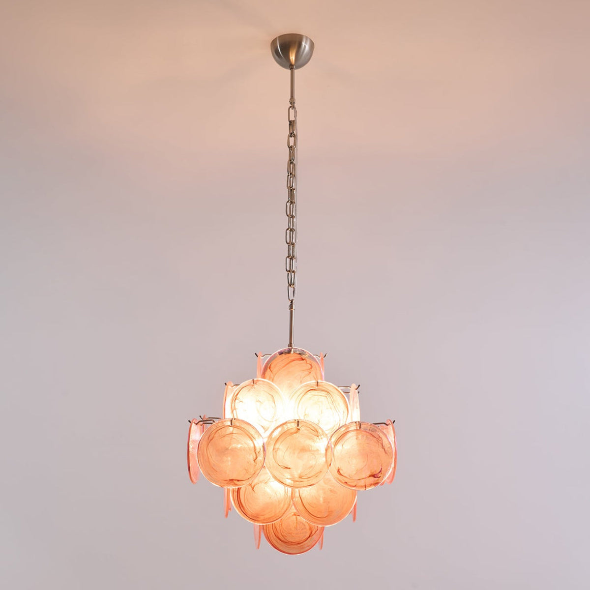 Celeian lampadario vetro Rosa Iridescente Stratificato romantico