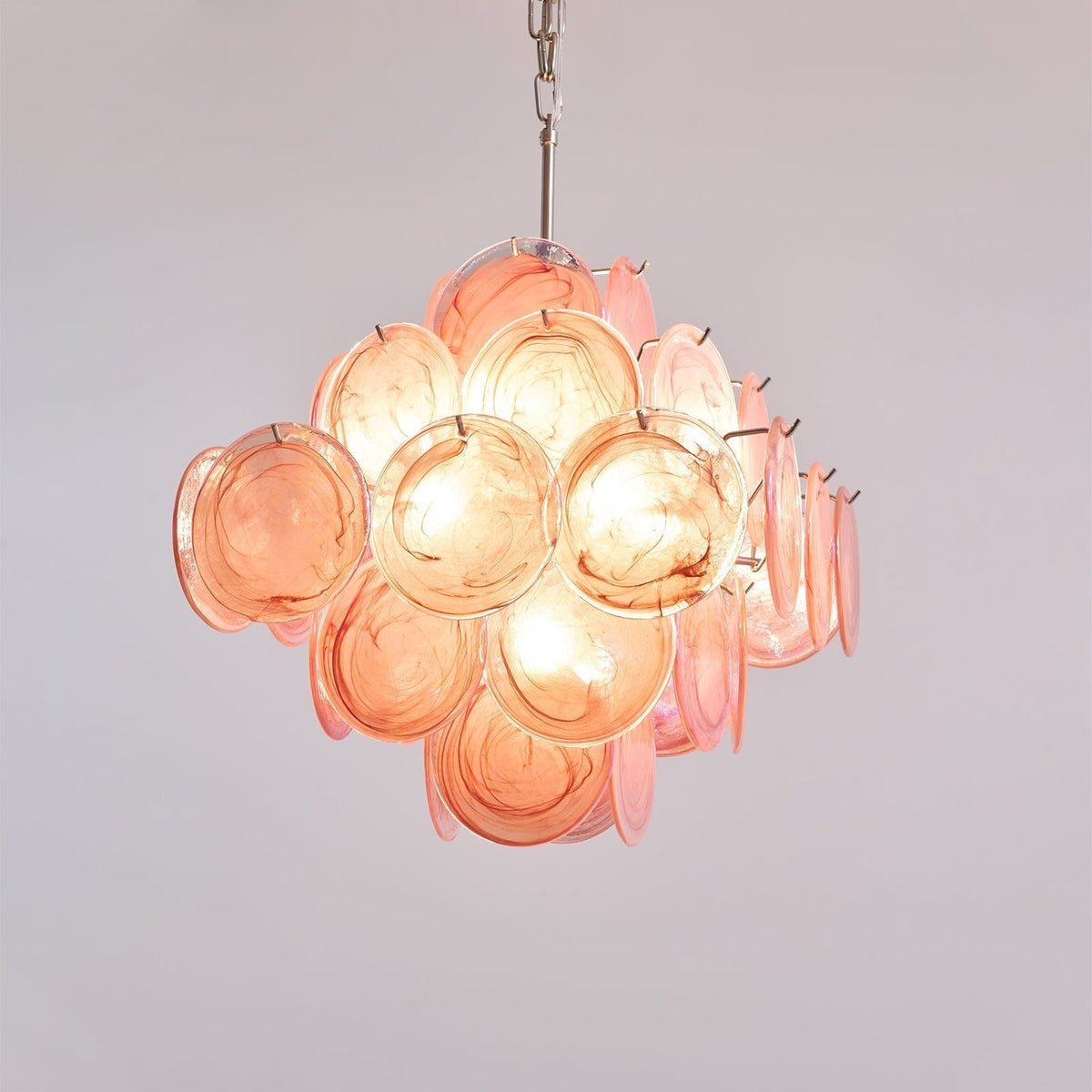 Celeian lampadario vetro Rosa Iridescente Stratificato romantico