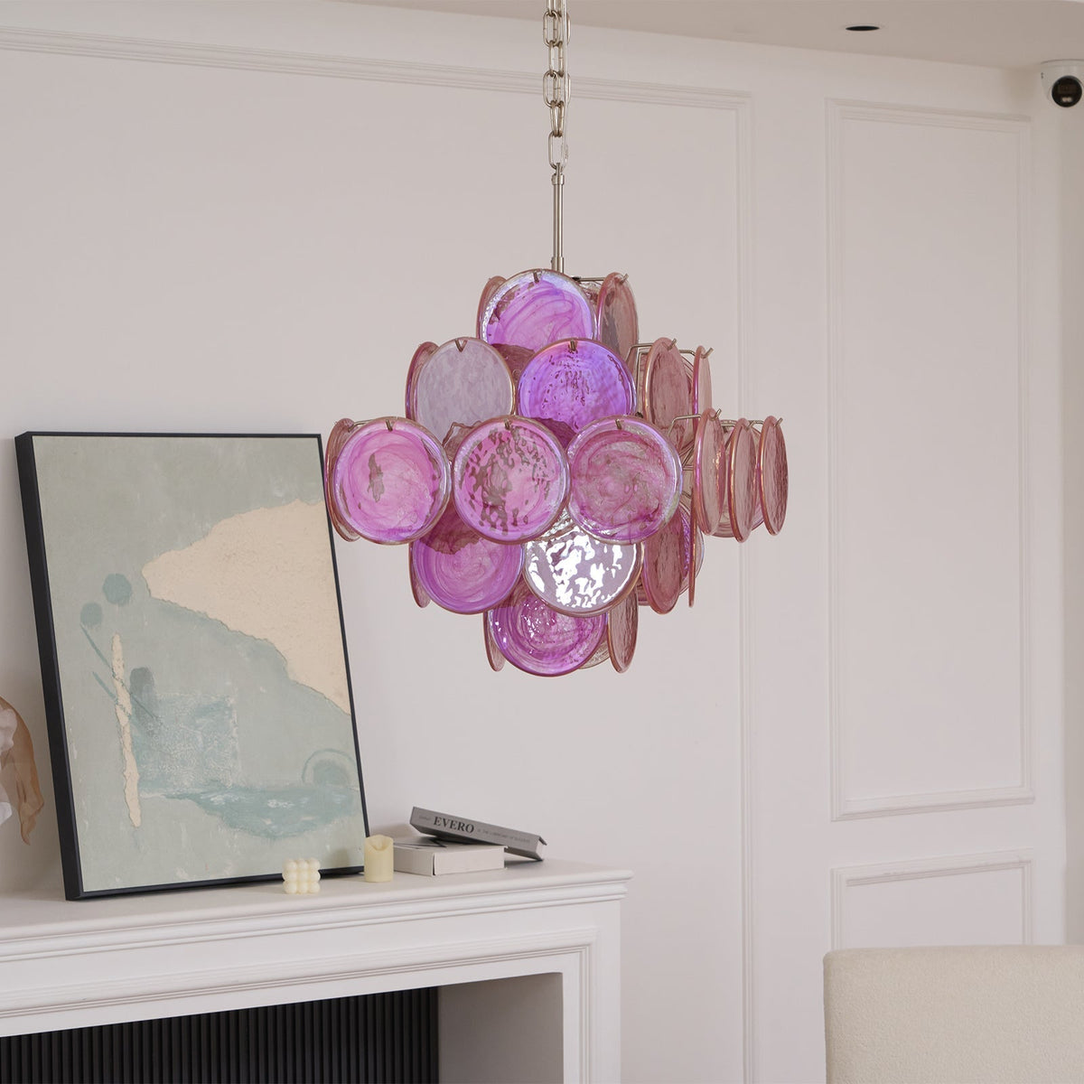 Celeian lampadario vetro Rosa Iridescente Stratificato romantico