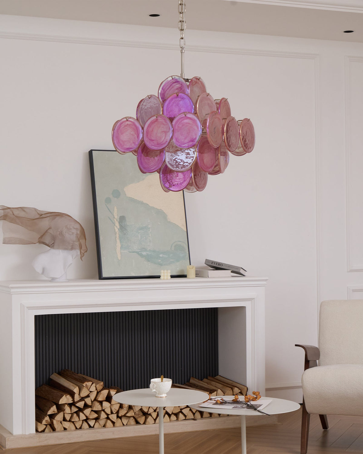Celeian lampadario vetro Rosa Iridescente Stratificato romantico
