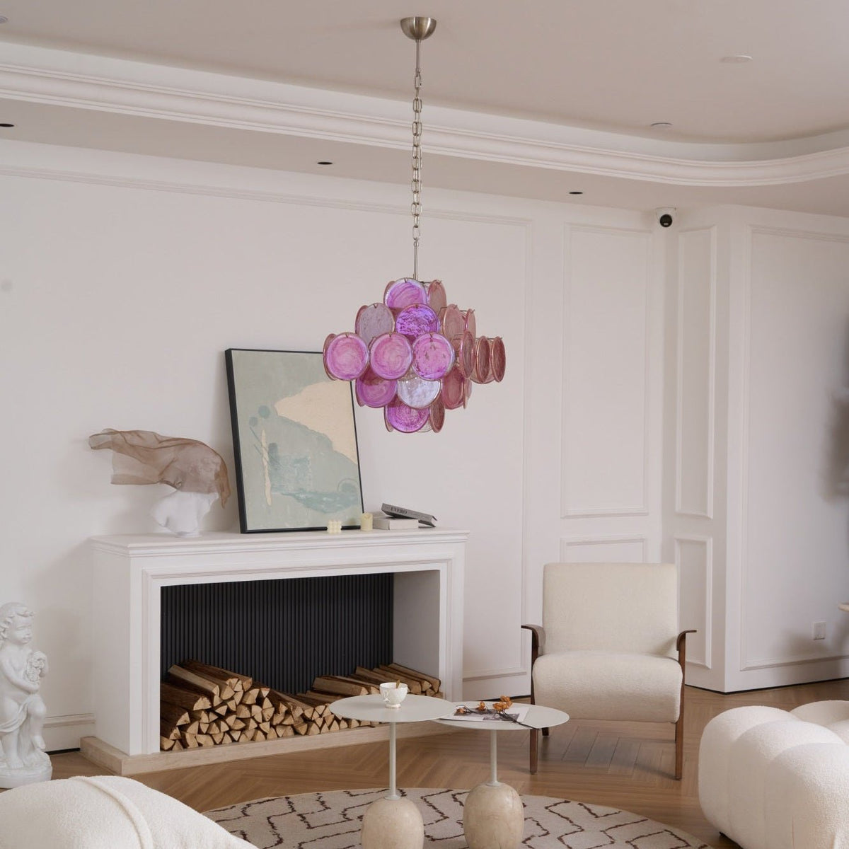 Celeian lampadario vetro Rosa Iridescente Stratificato romantico