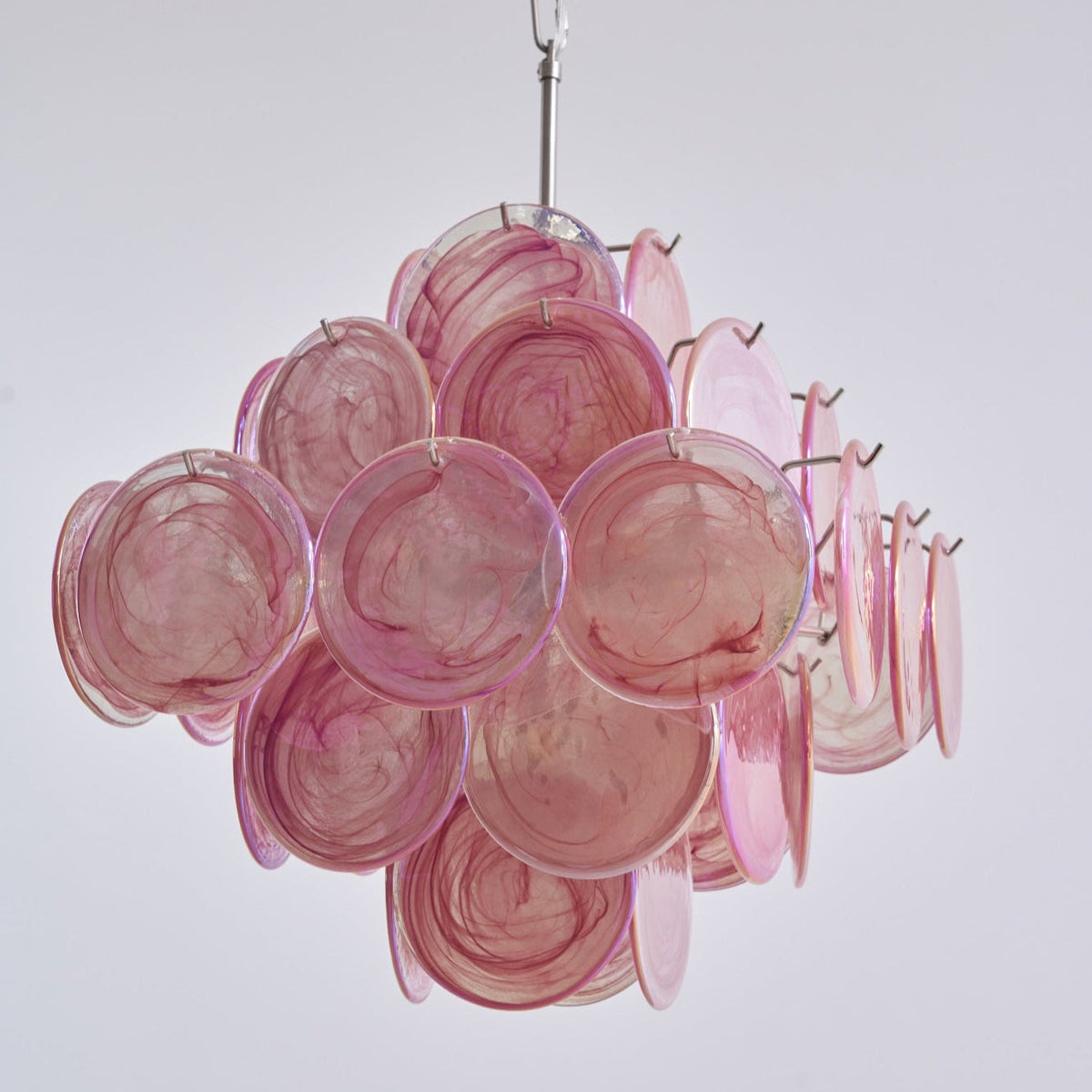 Celeian lampadario vetro Rosa Iridescente Stratificato romantico