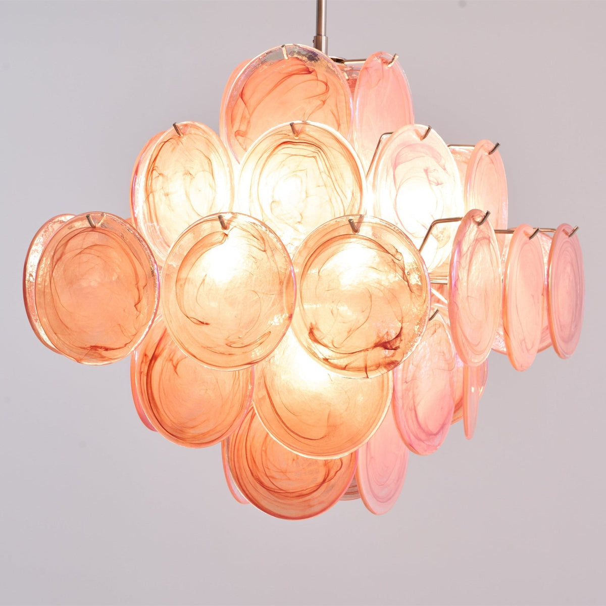 Celeian lampadario vetro Rosa Iridescente Stratificato romantico