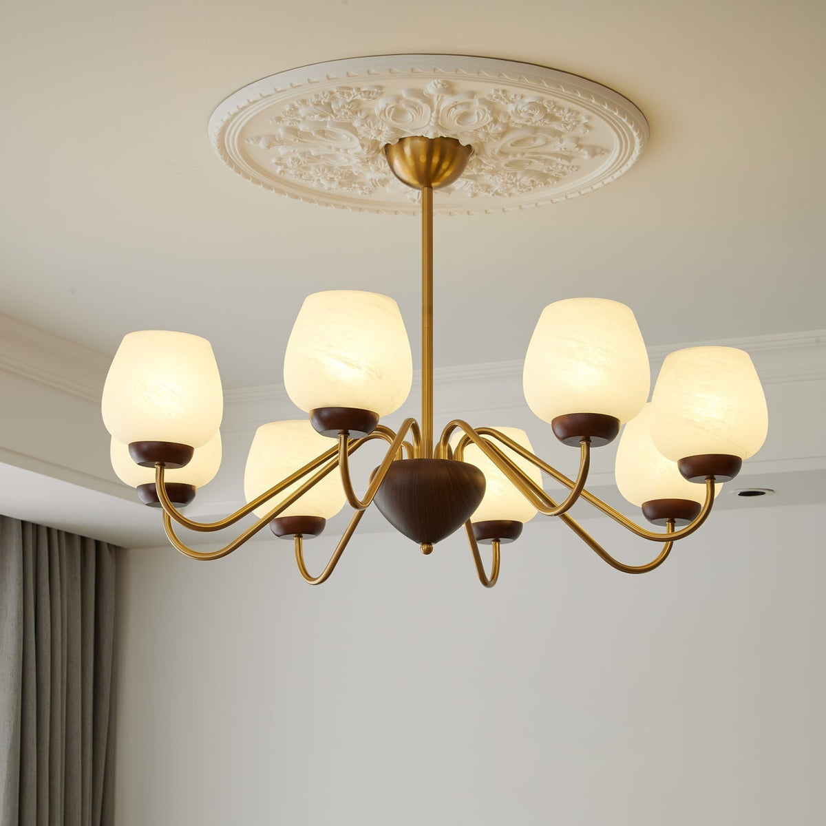 Sytheiel Premium lampadario Elegance legno vetro