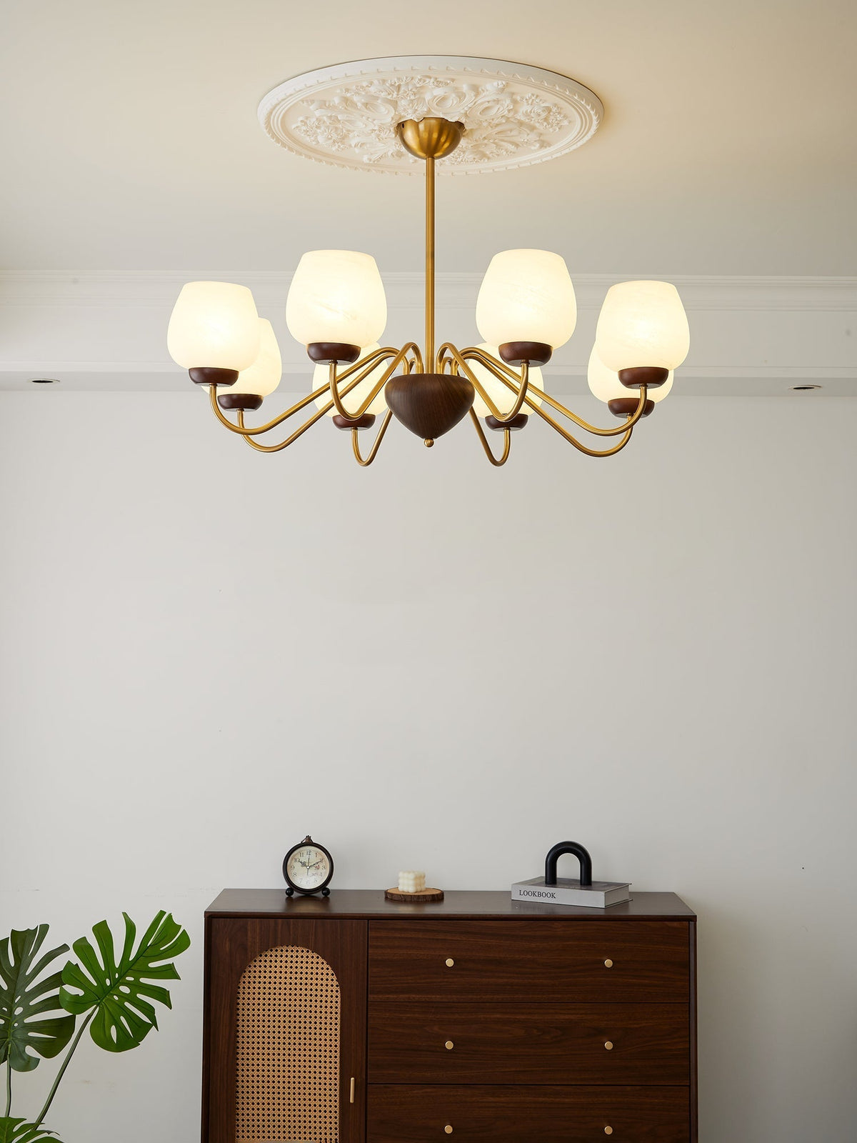 Sytheiel Premium lampadario Elegance legno vetro