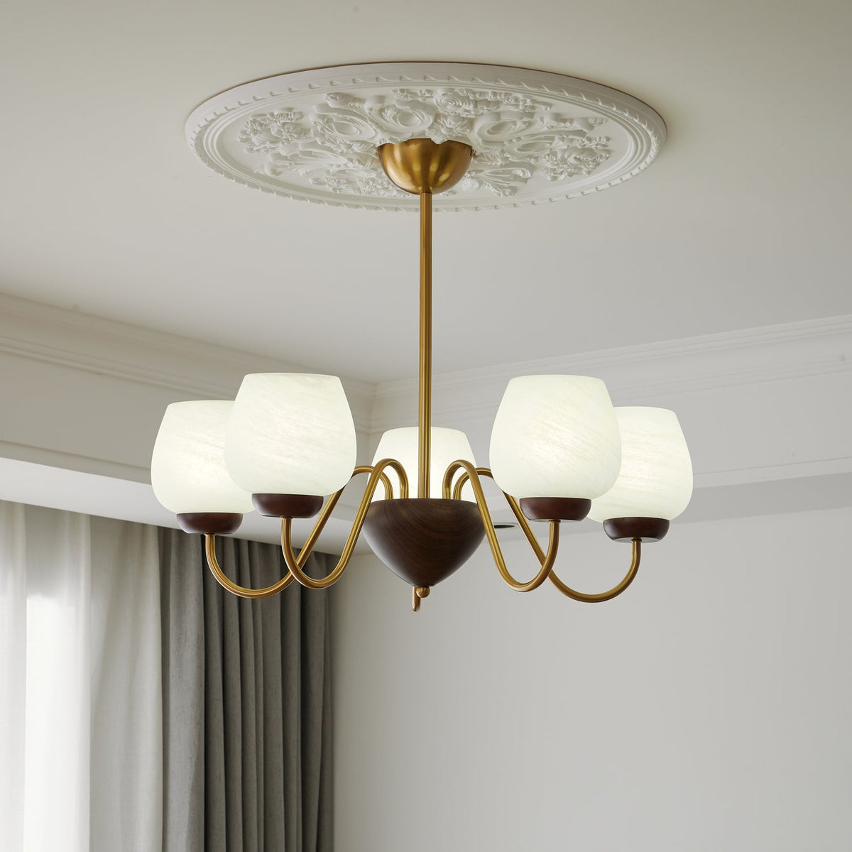 Sytheiel Premium lampadario Elegance legno vetro