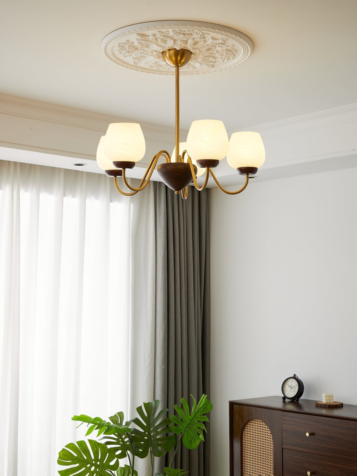 Sytheiel Premium lampadario Elegance legno vetro
