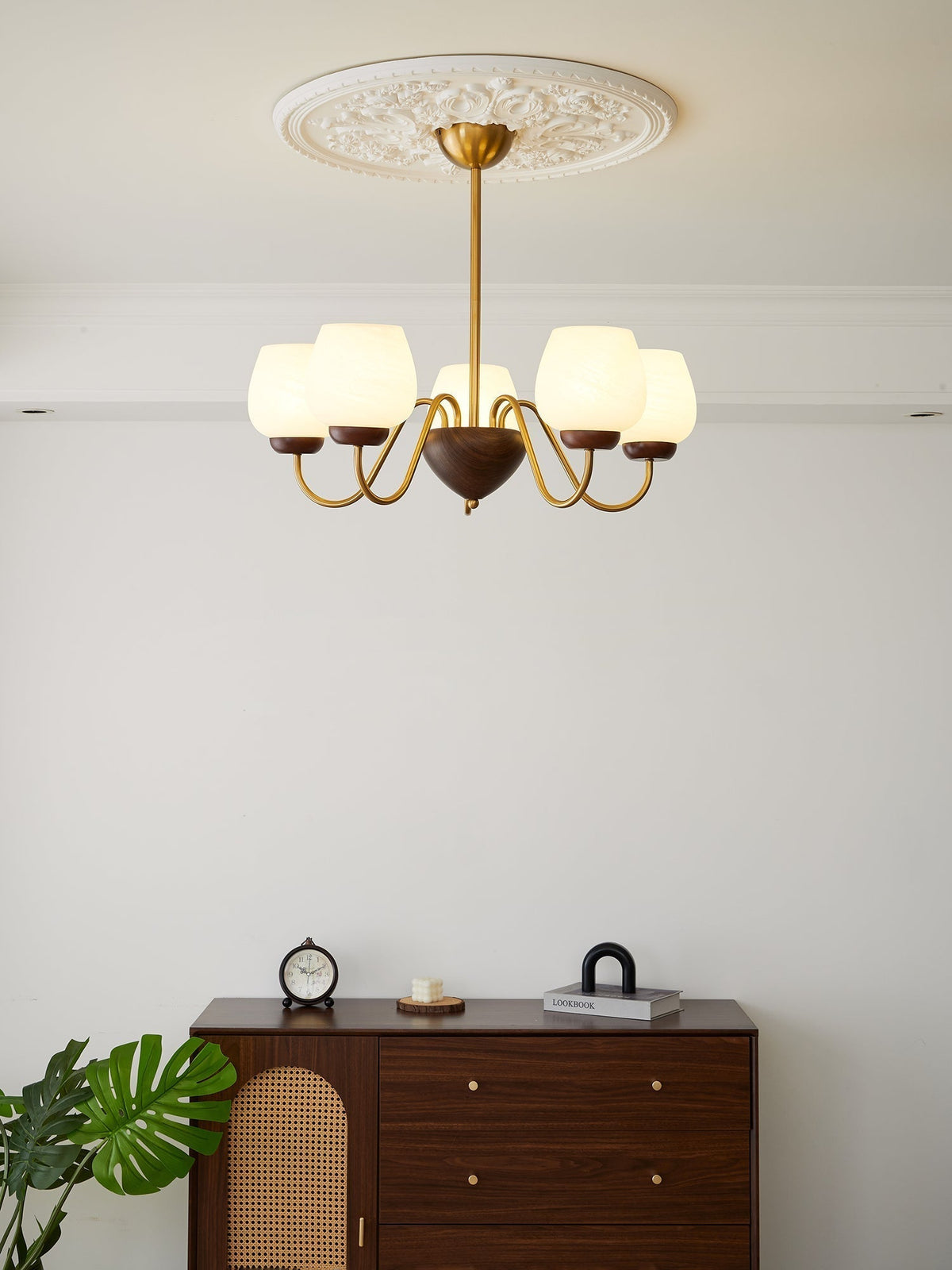 Sytheiel Premium lampadario Elegance legno vetro