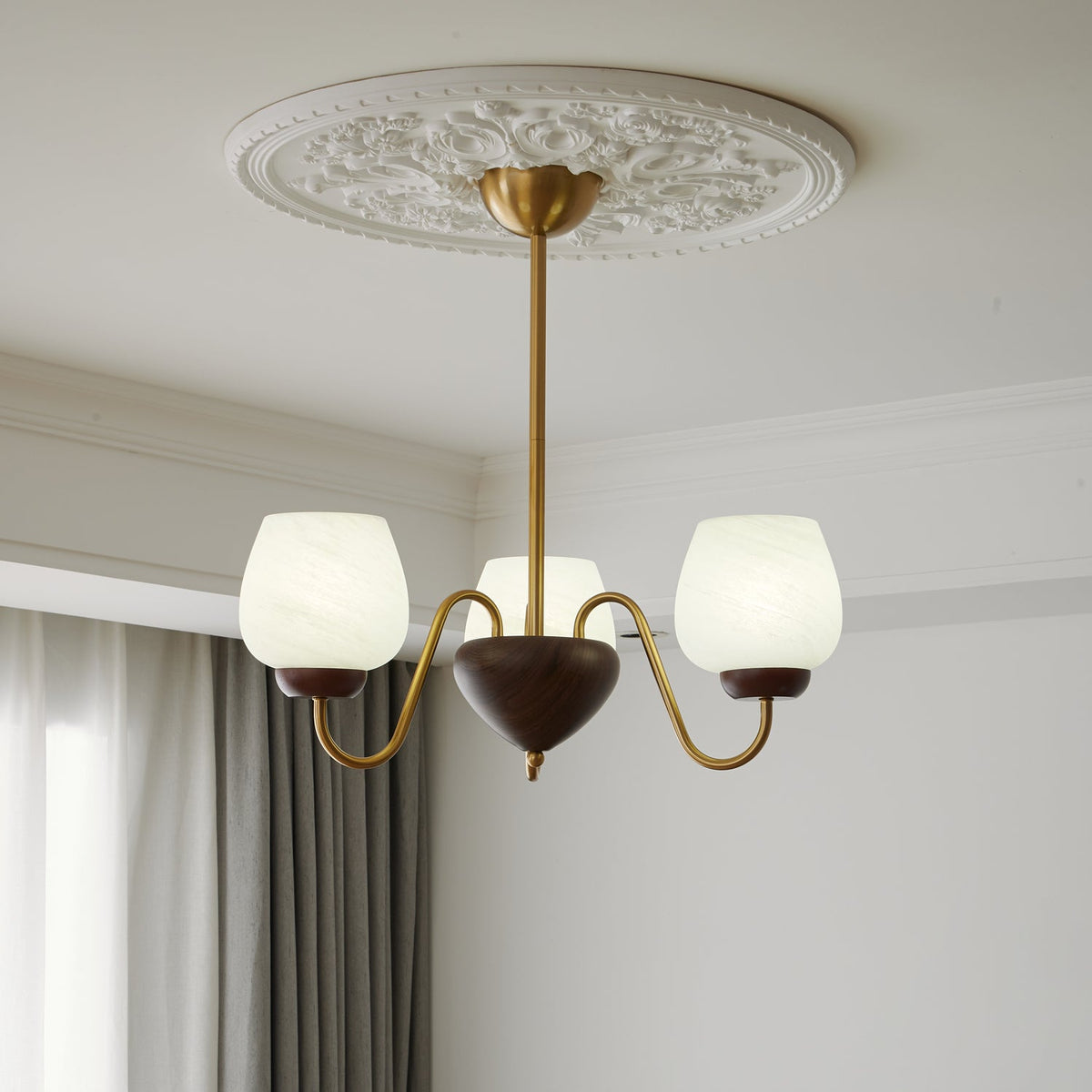 Sytheiel Premium lampadario Elegance legno vetro