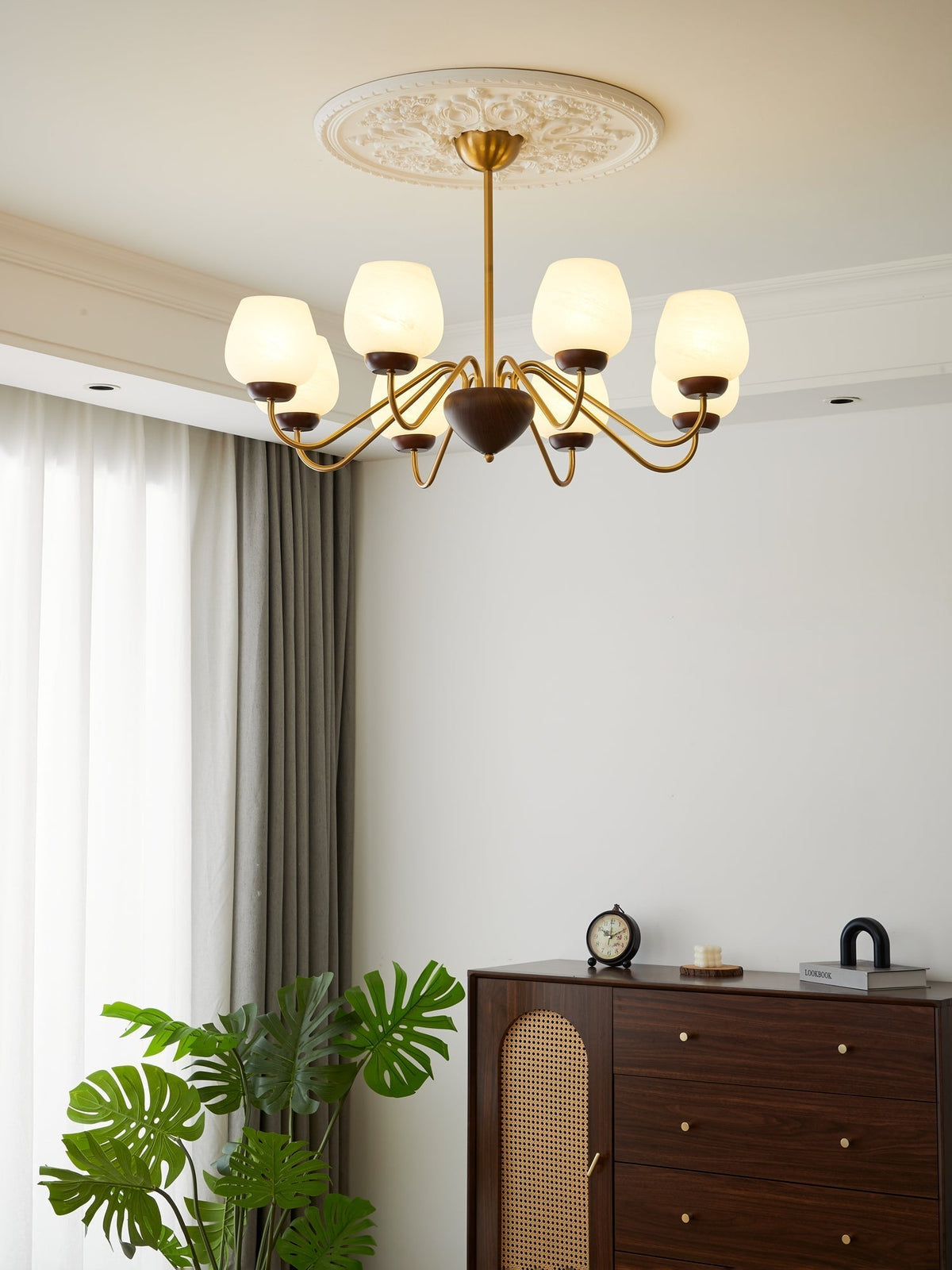 Sytheiel Premium lampadario Elegance legno vetro