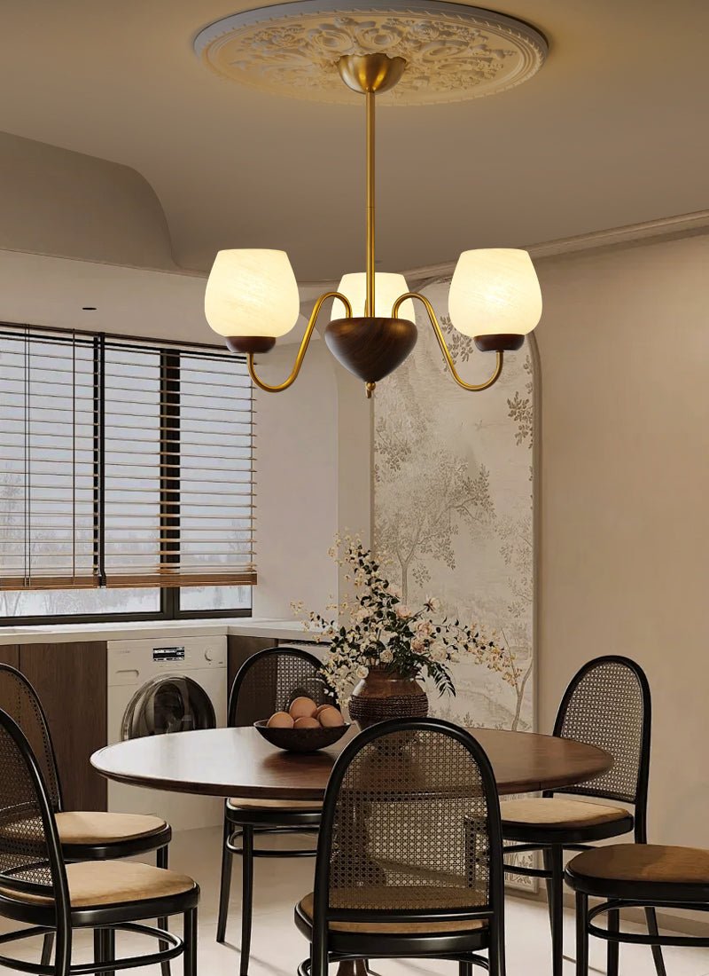 Sytheiel Premium lampadario Elegance legno vetro