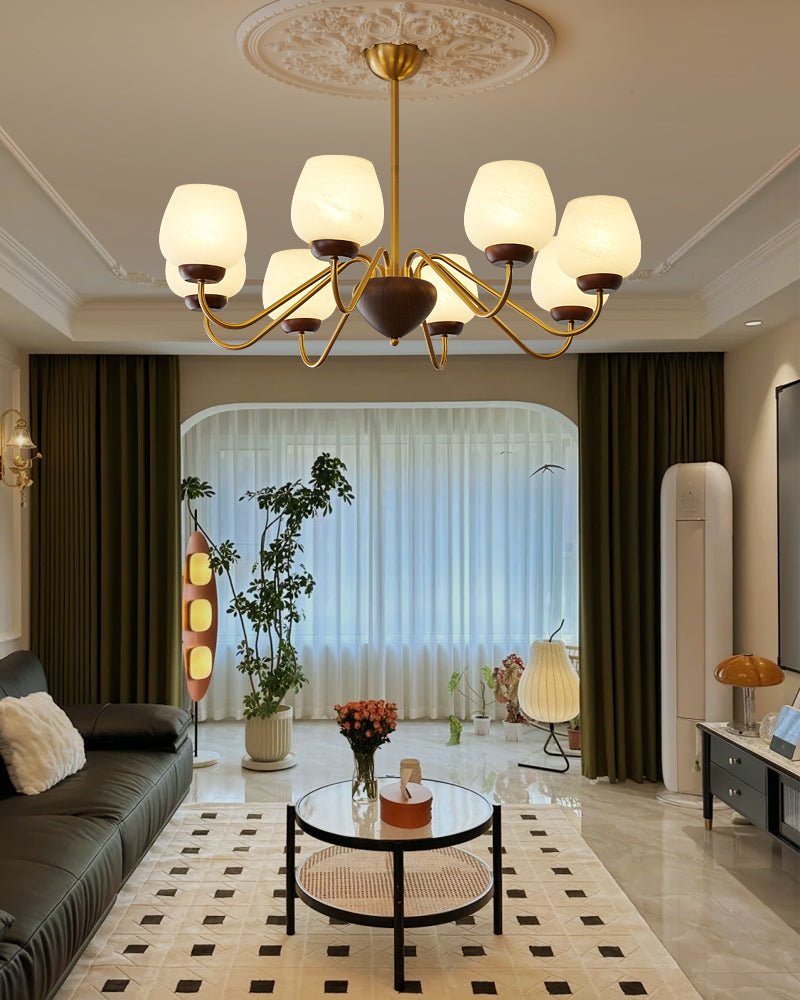 Sytheiel Premium lampadario Elegance legno vetro