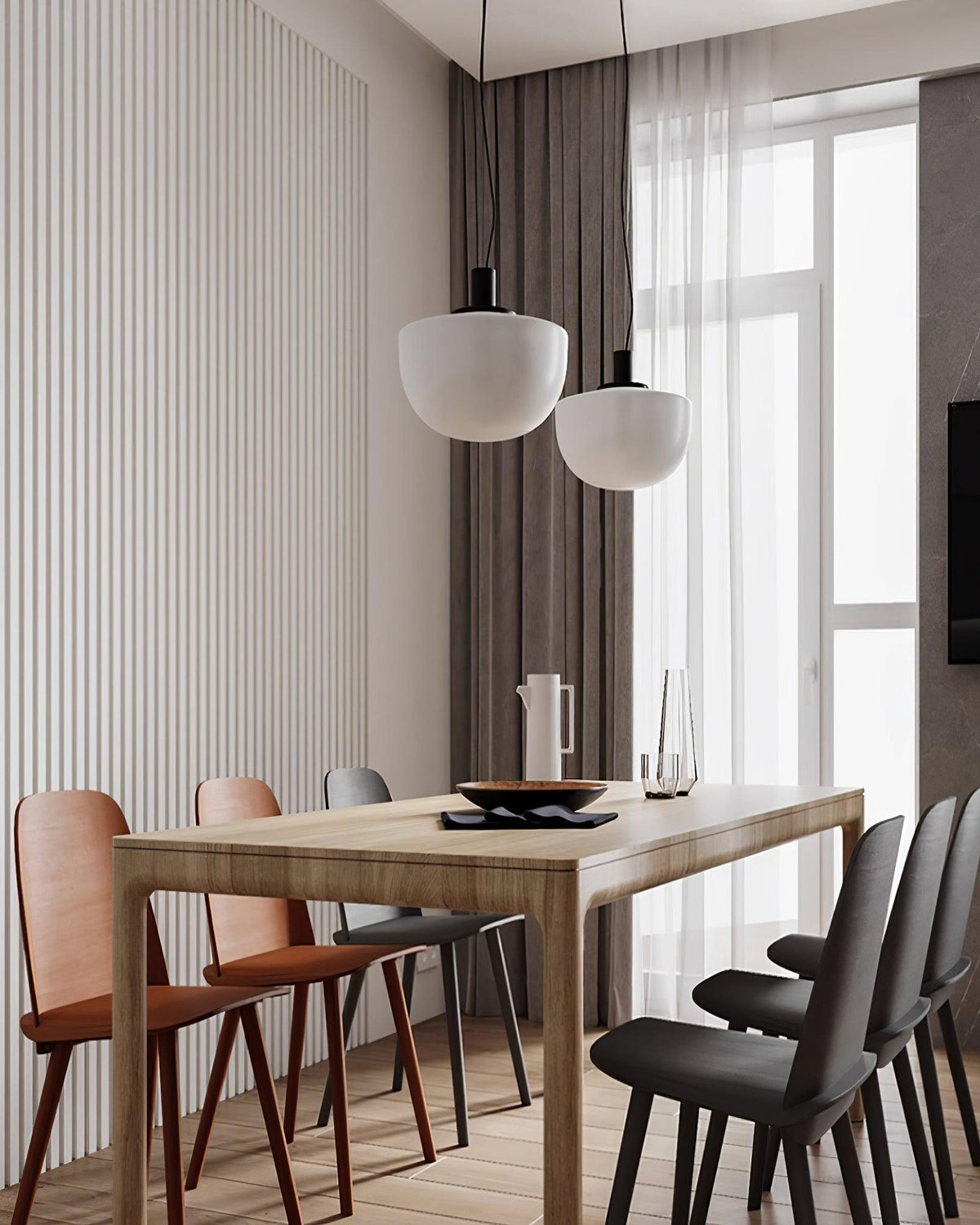 Lampada a sospensione in vetro, rosone metallico, design minimalista in metallo