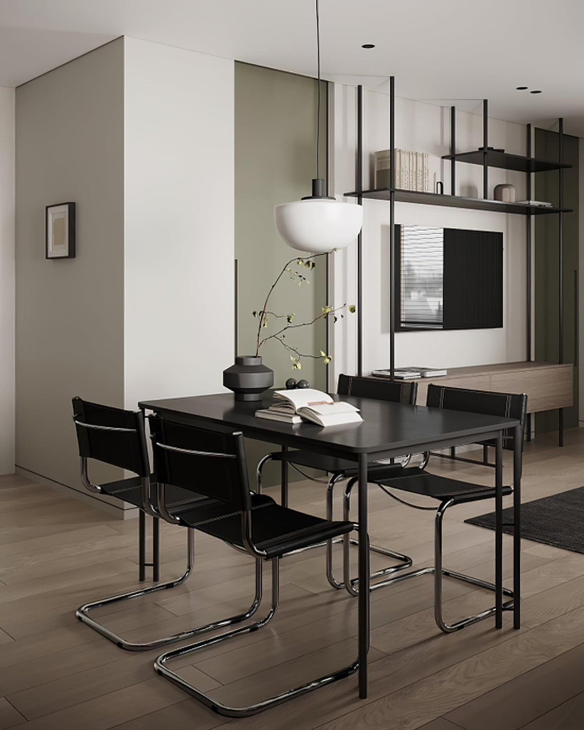 Lampada a sospensione in vetro, rosone metallico, design minimalista in metallo