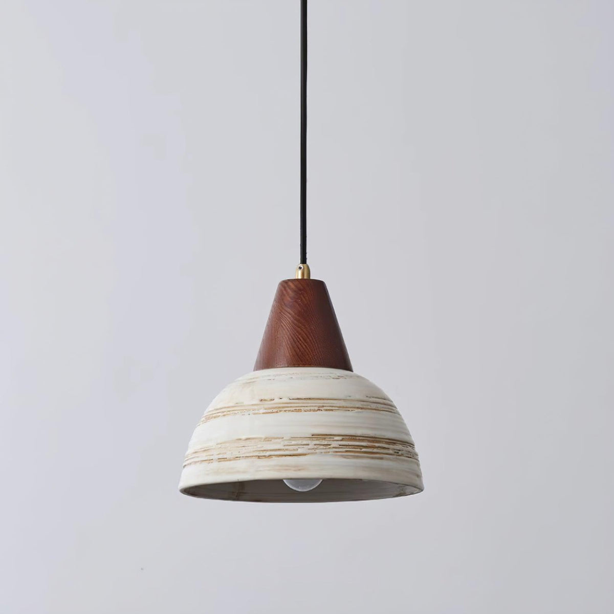 Lampada a sospensione in ceramica texturizzata, forma conica, stile nordico minimalista