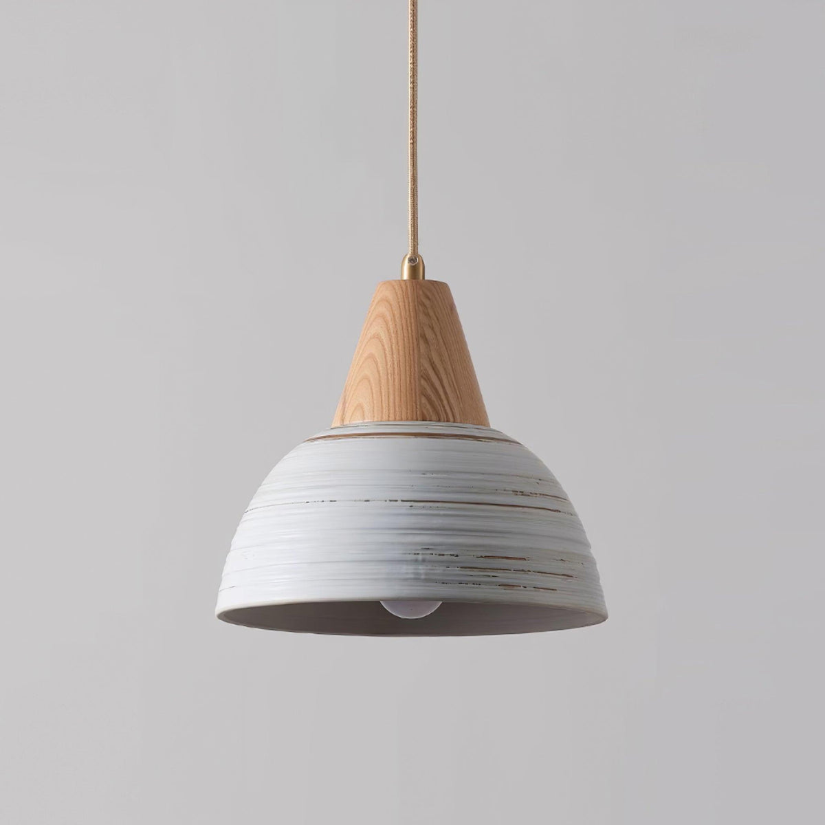 Lampada a sospensione in ceramica texturizzata, forma conica, stile nordico minimalista