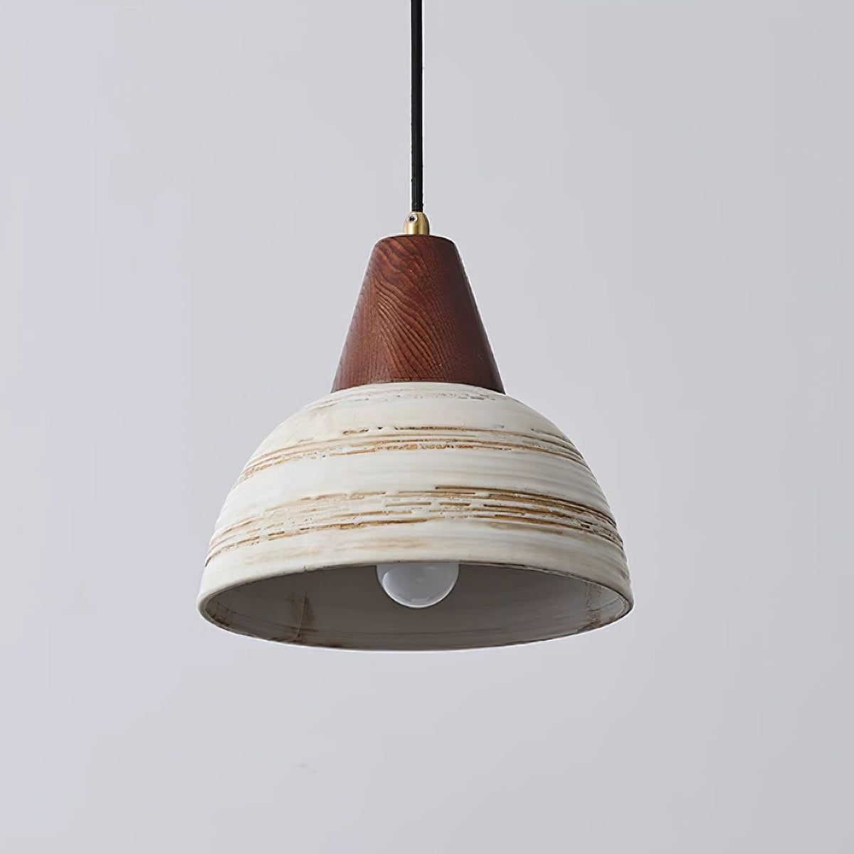 Lampada a sospensione in ceramica texturizzata, forma conica, stile nordico minimalista