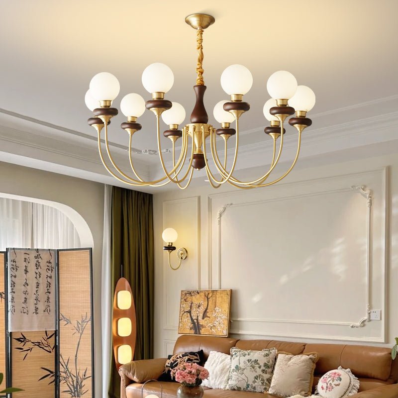 Cotheor lampadario in legno e vetro vintage Tradizionale