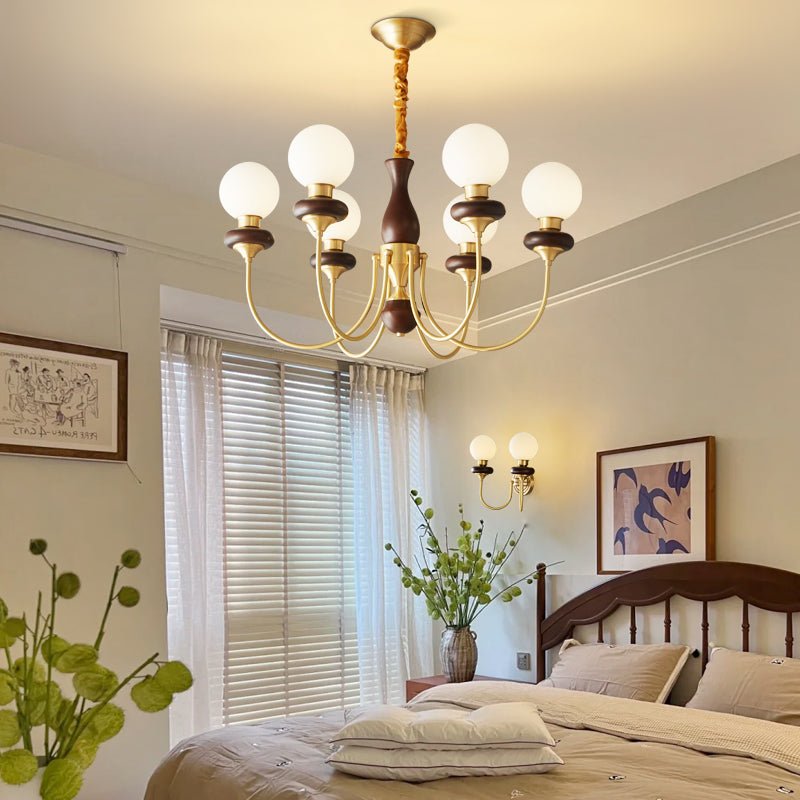 Cotheor lampadario in legno e vetro vintage Tradizionale